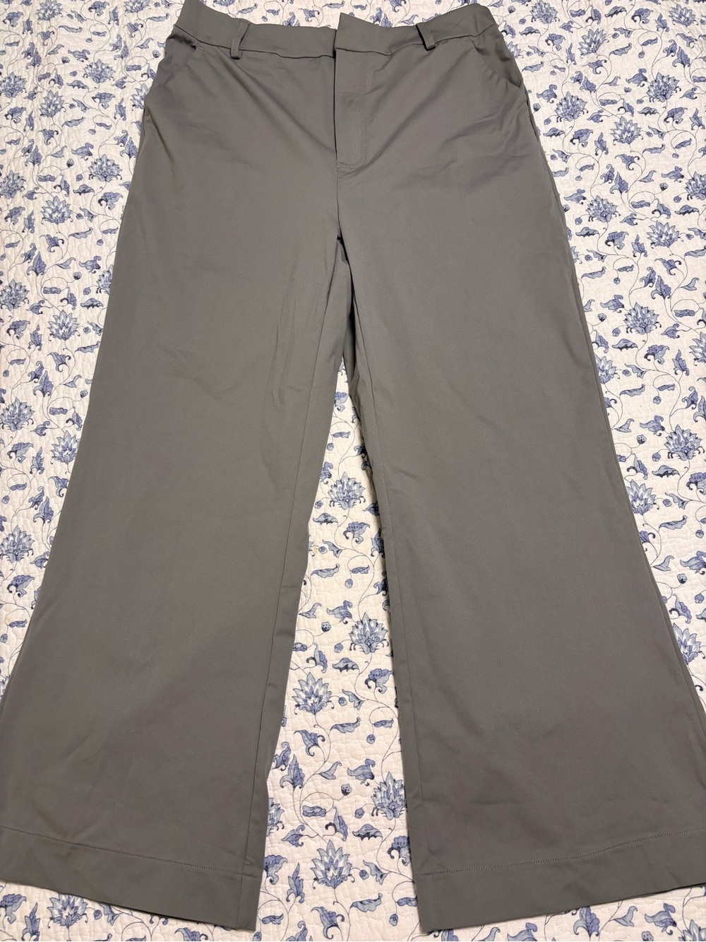 Halara Wide Leg Pants Womens Size Medium Petite Gray High Waist Stretch Work NWT